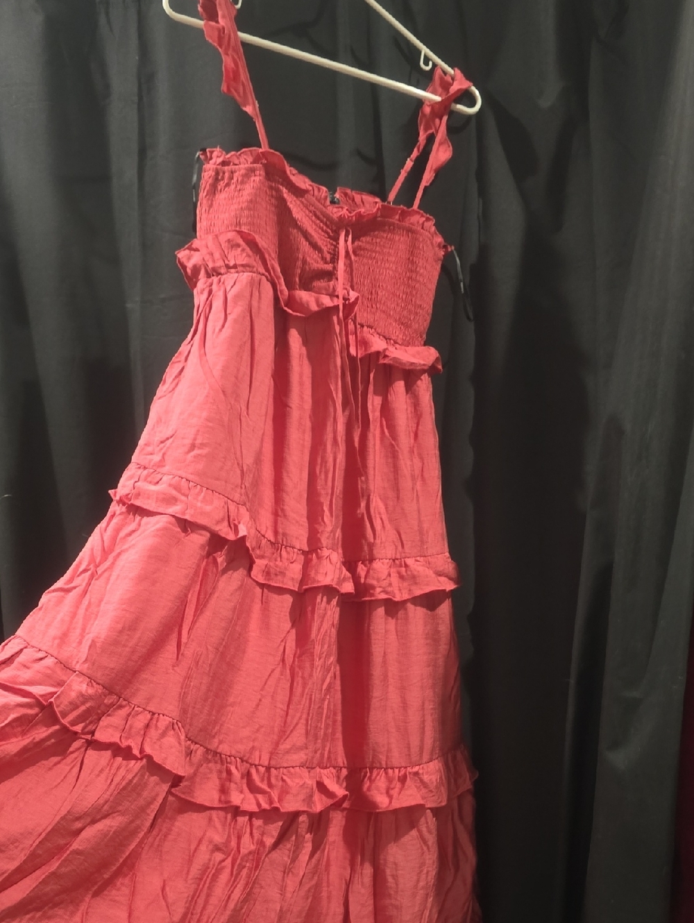 Forever 21 Coral Red Tiered Maxi Dress